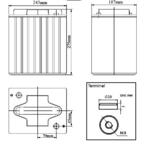 Тяговый аккумулятор ESB HTL6-225 (6В/179Ач-C5/Gel)
