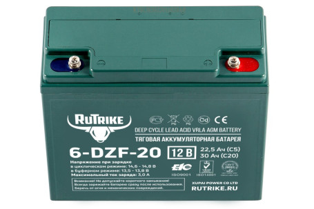 Тяговый аккумулятор RuTrike 6-DZF-20 (12В/20Ач-C3/Gel)