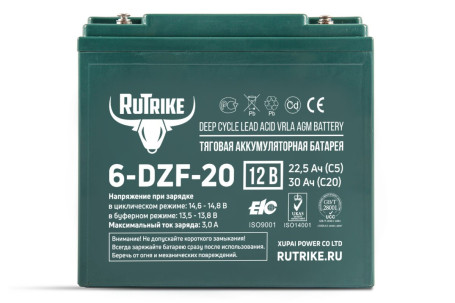 Тяговый аккумулятор RuTrike 6-DZF-20 (12В/20Ач-C3/Gel)