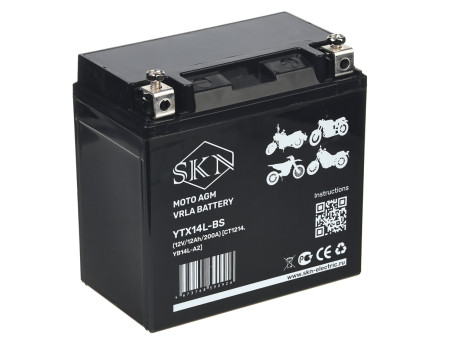 Аккумулятор для мототехники SKN YTX14L-BS (12В/12Ач/AGM)