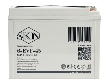 Тяговый аккумулятор SKN 6-EVF-45 (12В/45Ач-C5/Gel)