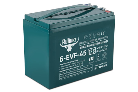 Тяговый аккумулятор RuTrike 6-EVF-45 (12В/45Ач-C5/Gel)