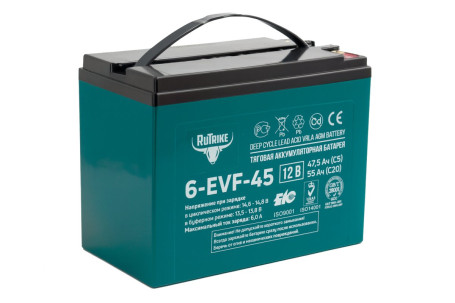 Тяговый аккумулятор RuTrike 6-EVF-45 (12В/45Ач-C5/Gel)