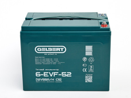 Тяговый аккумулятор Gelbert 6-EVF-52 (12В/55Ач-C5/Gel)