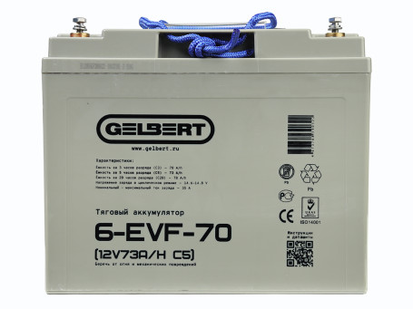 Тяговый аккумулятор Gelbert 6-EVF-70 (12В/73Ач-C5/Gel)