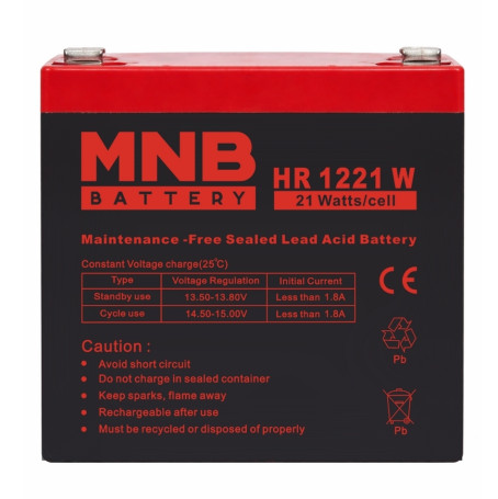 Аккумулятор для ИБП MNB HR 1221 W (12В/5Ач/AGM)