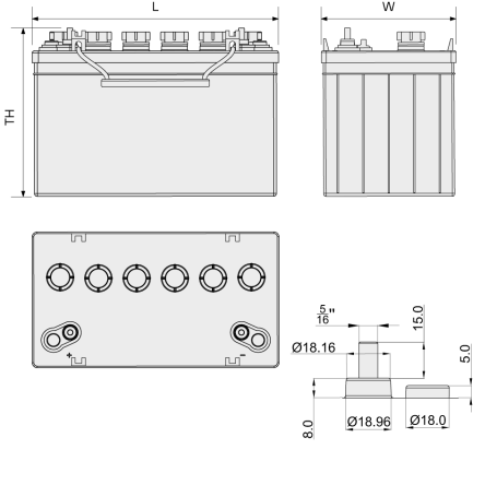 Тяговый аккумулятор Ventura FFT 12 120 (12В/120Ач/Wet)