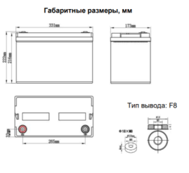 Аккумулятор для ИБП Ventura GP 12-100 (12В/100Ач-С20/AGM)