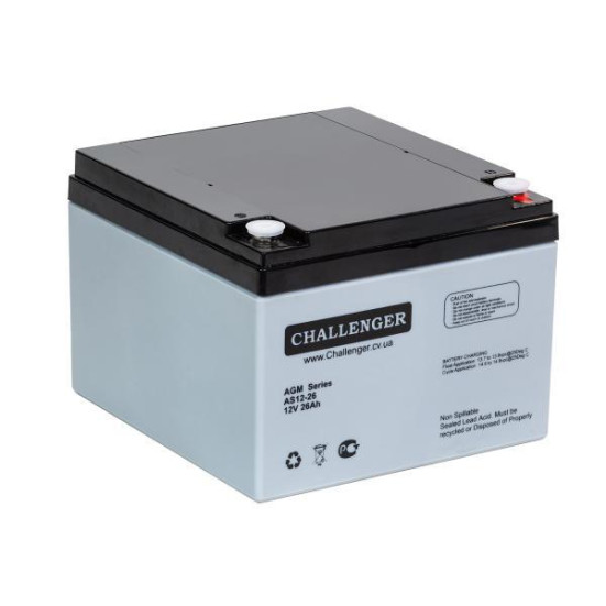 Стационарный аккумулятор Challerger AS12-26 (12В/26Ач-С20/AGM)