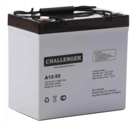 Стационарный аккумулятор Challerger A12-55 (12В/55Ач-С10/AGM)
