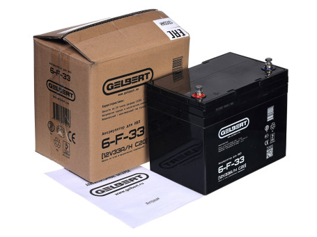 Стационарный аккумулятор Gelbert 6-F-33 (12В/33Ач-C20/AGM)