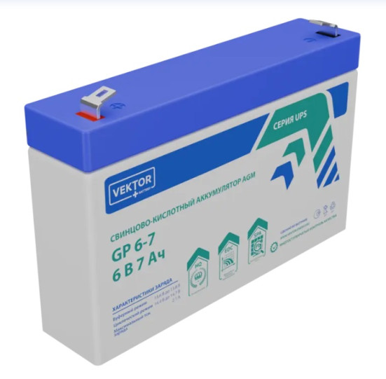 Аккумулятор для ИБП VEKTOR BATTERY GP 6-7S (6В/7Ач/AGM)