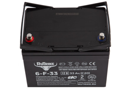 Стационарный аккумулятор RuTrike 6-F-33 (12В/33Ач-C20/AGM)