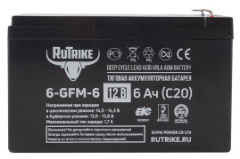 Стационарный аккумулятор RuTrike 6-GFM-6 (12В/6Ач-C20/AGM)