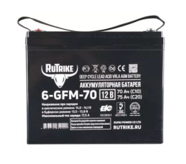 Стационарный аккумулятор RuTrike 6-GFM-70 (12В/75Ач-C20/AGM)